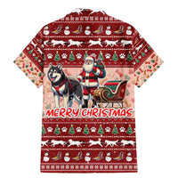 Dog Sled Christmas Family Matching Mermaid Dress and Hawaiian Shirt Husky Sleigh Ride Design - Polynesian Pride