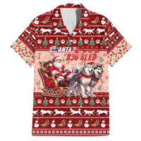Dog Sled Christmas Family Matching Off The Shoulder Long Sleeve Dress and Hawaiian Shirt Husky Sleigh Ride Design - Polynesian Pride