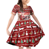 Dog Sled Christmas Family Matching Off Shoulder Short Dress and Hawaiian Shirt Husky Sleigh Ride Design - Polynesian Pride