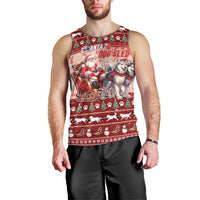 Dog Sled Christmas Men Tank Top Husky Sleigh Ride Design - Polynesian Pride