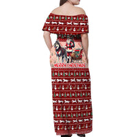 Dog Sled Christmas Off Shoulder Maxi Dress Husky Sleigh Ride Design - Polynesian Pride
