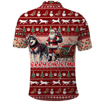 Dog Sled Christmas Polo Shirt Husky Sleigh Ride Design - Polynesian Pride
