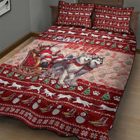Dog Sled Christmas Quilt Bed Set Husky Sleigh Ride Design - Polynesian Pride