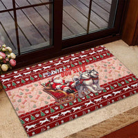 Dog Sled Christmas Rubber Doormat Husky Sleigh Ride Design - Polynesian Pride