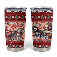 Dog Sled Christmas Tumbler Cup Husky Sleigh Ride Design - Polynesian Pride
