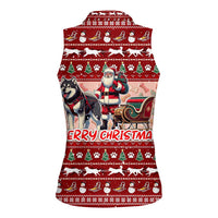 Dog Sled Christmas Women Sleeveless Polo Shirt Husky Sleigh Ride Design - Polynesian Pride