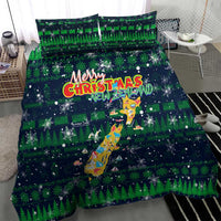 Merry Christmas New Zealand Bedding Set Xmas Travel Map - Polynesian Pride