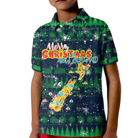 Merry Christmas New Zealand Kid Polo Shirt Xmas Travel Map - Polynesian Pride