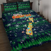 Merry Christmas New Zealand Quilt Bed Set Xmas Travel Map - Polynesian Pride