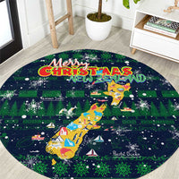 Merry Christmas New Zealand Round Carpet Xmas Travel Map - Polynesian Pride