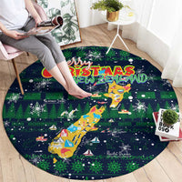 Merry Christmas New Zealand Round Carpet Xmas Travel Map - Polynesian Pride