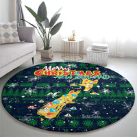 Merry Christmas New Zealand Round Carpet Xmas Travel Map - Polynesian Pride