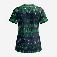 Merry Christmas New Zealand Scrub Top Xmas Travel Map - Polynesian Pride