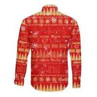 Merry Christmas Hawaii Long Sleeve Button Shirt Xmas Travel Map - Polynesian Pride