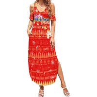 Merry Christmas Hawaii Summer Maxi Dress Xmas Travel Map - Polynesian Pride
