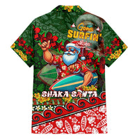 Mele Kalikimaka Shaka Santa Family Matching Off Shoulder Maxi Dress and Hawaiian Shirt Hawaiian Surf Christmas Design with Aloha Spirit - Polynesian Pride