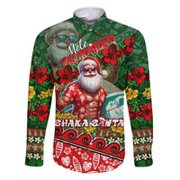 Mele Kalikimaka Shaka Santa Family Matching Off Shoulder Maxi Dress and Hawaiian Shirt Hawaiian Surf Christmas Design with Aloha Spirit - Polynesian Pride