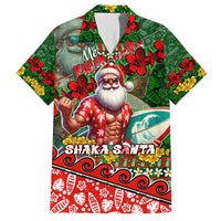 Mele Kalikimaka Shaka Santa Family Matching Short Sleeve Bodycon Dress and Hawaiian Shirt Hawaiian Surf Christmas Design with Aloha Spirit - Polynesian Pride