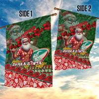 Mele Kalikimaka Shaka Santa Garden Flag Hawaiian Surf Christmas Design with Aloha Spirit - Polynesian Pride