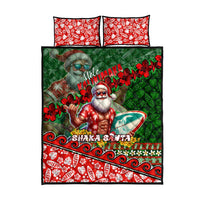 Mele Kalikimaka Shaka Santa Quilt Bed Set Hawaiian Surf Christmas Design with Aloha Spirit - Polynesian Pride