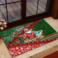 Mele Kalikimaka Shaka Santa Rubber Doormat Hawaiian Surf Christmas Design with Aloha Spirit - Polynesian Pride