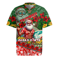 Mele Kalikimaka Shaka Santa Rugby Jersey Hawaiian Surf Christmas Design with Aloha Spirit - Polynesian Pride