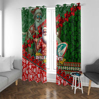 Mele Kalikimaka Shaka Santa Window Curtain Hawaiian Surf Christmas Design with Aloha Spirit - Polynesian Pride