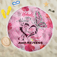 Butterfly Polynesia Breast Cancer Beach Blanket Nobody Fights Alone Pink Out Tropical Hibiscus DT02 One Size 150cm Pink - Polynesian Pride
