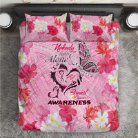 Butterfly Polynesia Breast Cancer Bedding Set Nobody Fights Alone Pink Out Tropical Hibiscus