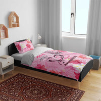 Butterfly Polynesia Breast Cancer Bedding Set Nobody Fights Alone Pink Out Tropical Hibiscus