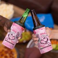Butterfly Polynesia Breast Cancer 4 in 1 Can Cooler Tumbler Nobody Fights Alone Pink Out Tropical Hibiscus