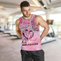 Butterfly Polynesia Breast Cancer Men Tank Top Nobody Fights Alone Pink Out Tropical Hibiscus
