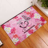 Butterfly Polynesia Breast Cancer Rubber Doormat Nobody Fights Alone Pink Out Tropical Hibiscus DT02 - Polynesian Pride