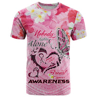 Butterfly Polynesia Breast Cancer T Shirt Nobody Fights Alone Pink Out Tropical Hibiscus