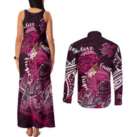 Breast Cancer Mermaid Polynesia Couples Matching Tank Maxi Dress and Long Sleeve Button Shirt Faith Hope Love