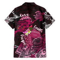 Breast Cancer Mermaid Polynesia Family Matching Off The Shoulder Long Sleeve Dress and Hawaiian Shirt Faith Hope Love