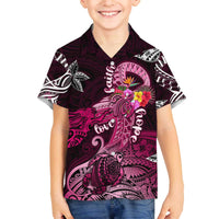 Breast Cancer Mermaid Polynesia Family Matching Off The Shoulder Long Sleeve Dress and Hawaiian Shirt Faith Hope Love