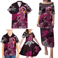 Breast Cancer Mermaid Polynesia Family Matching Puletasi and Hawaiian Shirt Faith Hope Love