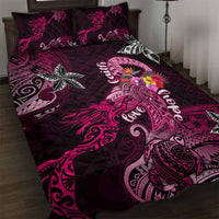 Breast Cancer Mermaid Polynesia Quilt Bed Set Faith Hope Love