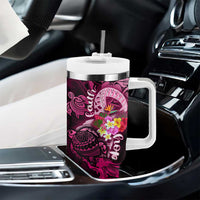 Breast Cancer Mermaid Polynesia Tumbler With Handle Faith Hope Love