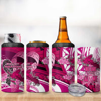 Breast Cancer Awareness Hawaii 4 in 1 Can Cooler Tumbler Polynesia Girl Nobody Fights Alone