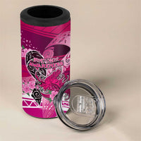 Breast Cancer Awareness Hawaii 4 in 1 Can Cooler Tumbler Polynesia Girl Nobody Fights Alone