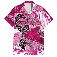 Breast Cancer Awareness Hawaii Family Matching Off Shoulder Maxi Dress and Hawaiian Shirt Polynesia Girl Nobody Fights Alone
