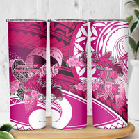 Breast Cancer Awareness Hawaii Skinny Tumbler Polynesia Girl Nobody Fights Alone