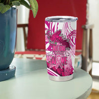 Breast Cancer Awareness Hawaii Tumbler Cup Polynesia Girl Nobody Fights Alone