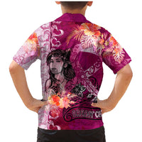 Breast Cancer New Zealand Family Matching Mermaid Dress and Hawaiian Shirt Maori Aotearoa Girl Pink Out