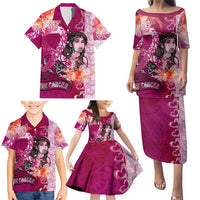Breast Cancer New Zealand Family Matching Puletasi and Hawaiian Shirt Maori Aotearoa Girl Pink Out