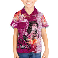 Breast Cancer New Zealand Kid Hawaiian Shirt Maori Aotearoa Girl Pink Out