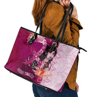 Breast Cancer New Zealand Leather Tote Bag Maori Aotearoa Girl Pink Out