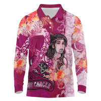 Breast Cancer New Zealand Long Sleeve Polo Shirt Maori Aotearoa Girl Pink Out